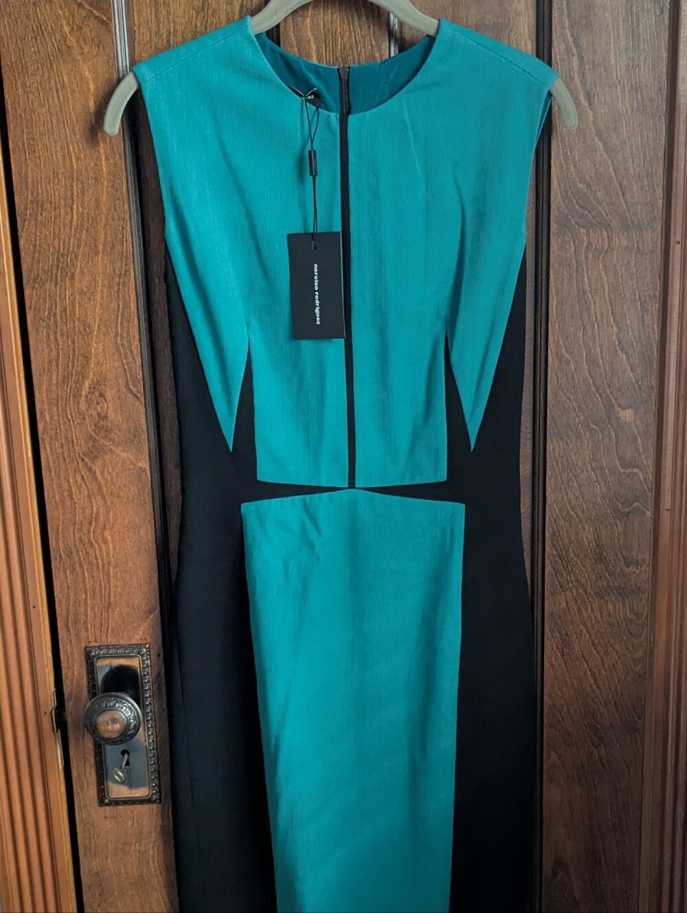 NWT Narcisco Rodriguez Teal and Black Sleeveless Sheath Dress